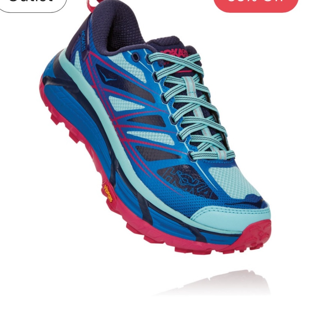 Hoka One One Vibrant Blue and Pink Athletic Shoes